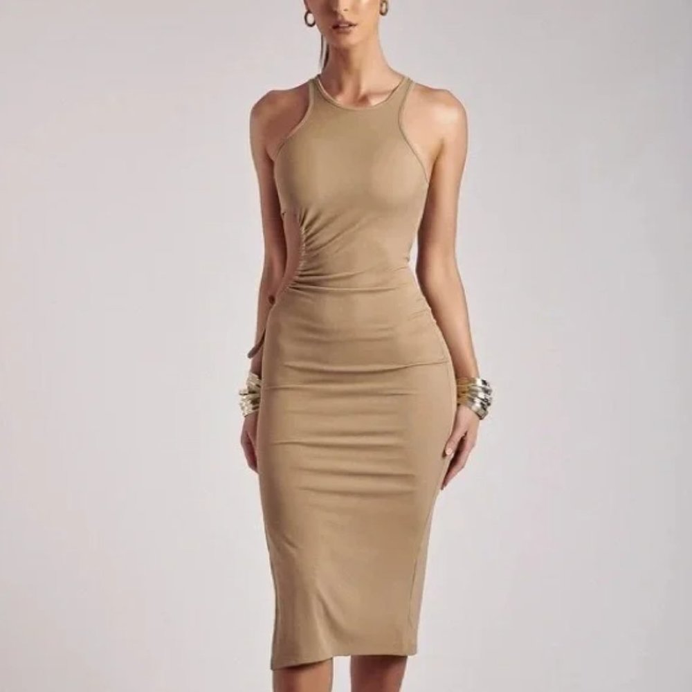 Meshki Denver Midi Dress (Camel, Size XS)